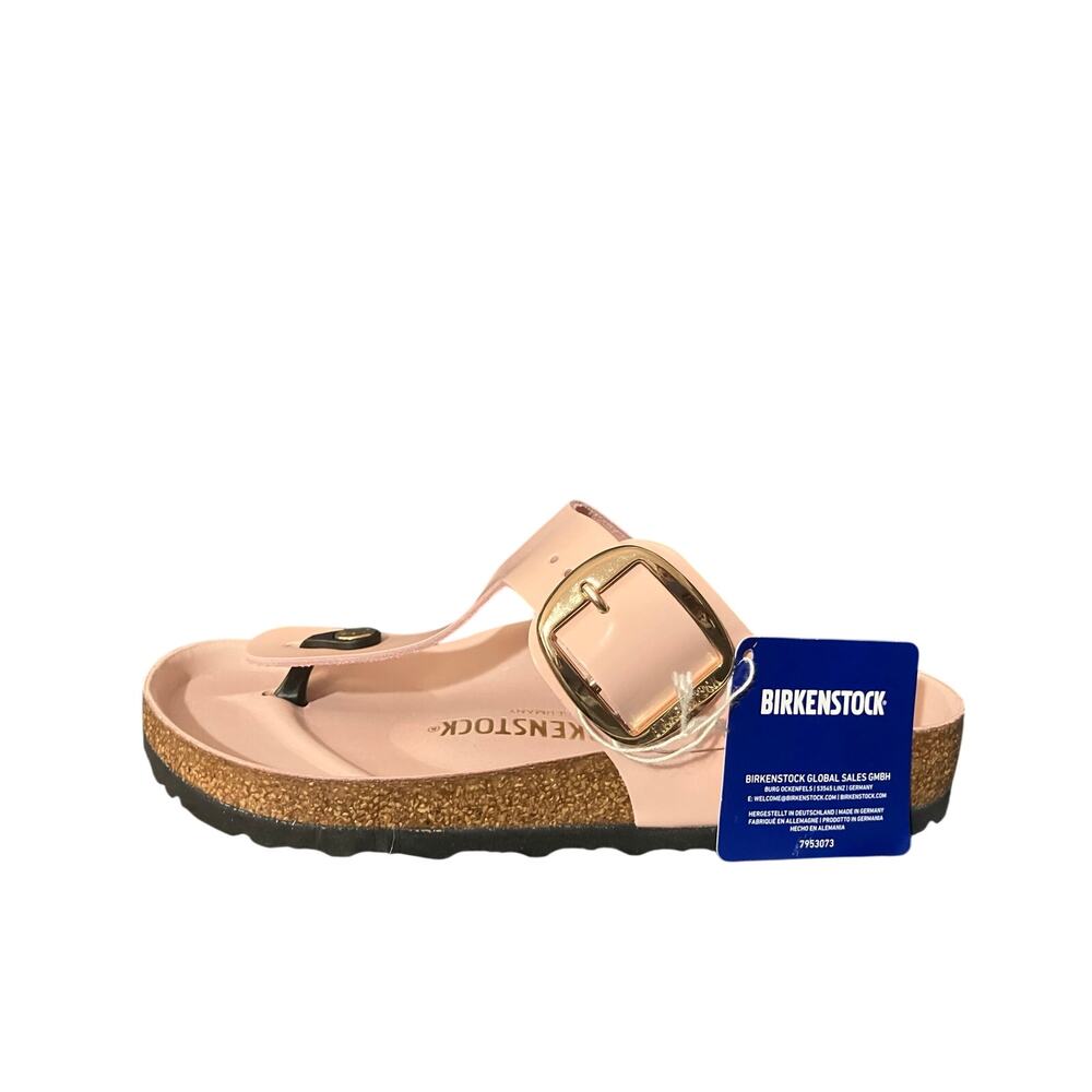 NEW Birkenstock Gizeh Big Buckle High Shine Pink Gold Sandals Women’s 7 EU 38